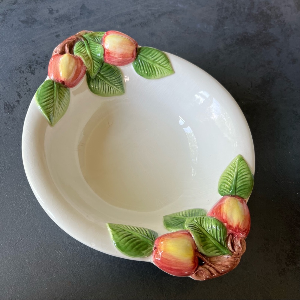 Italian Fruit Bowl Apples VTG Italy Statement Serving Dish Centerpiece Fresh LG